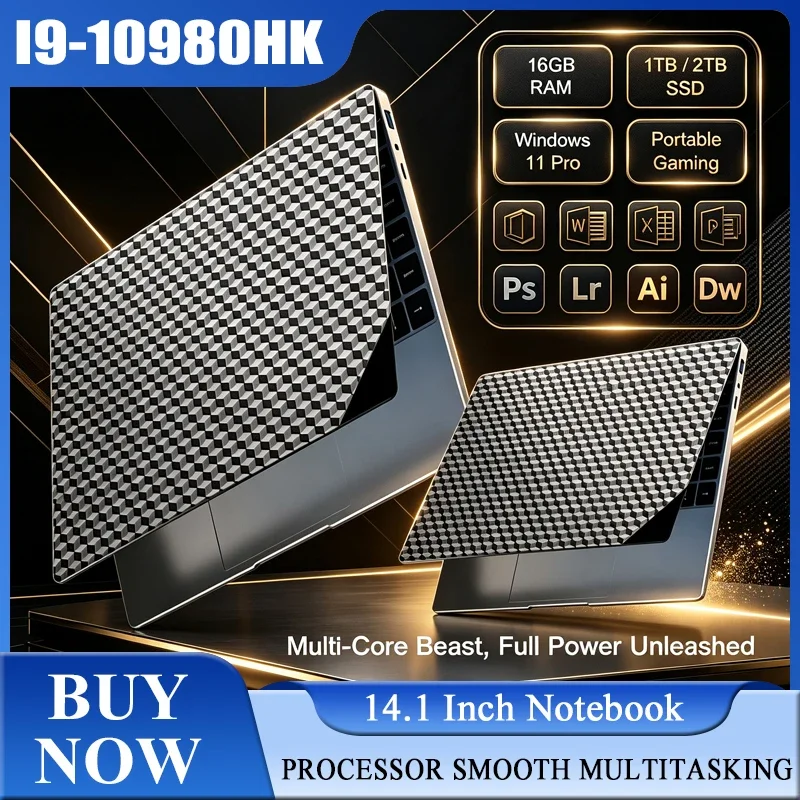 14.1 Inch Full HD IPS Laptop 120Hz Screen Intel Core I9-10980HK 32GB RAM 2TB SSD Backlit Keyboard Long Battery Life Windows 11