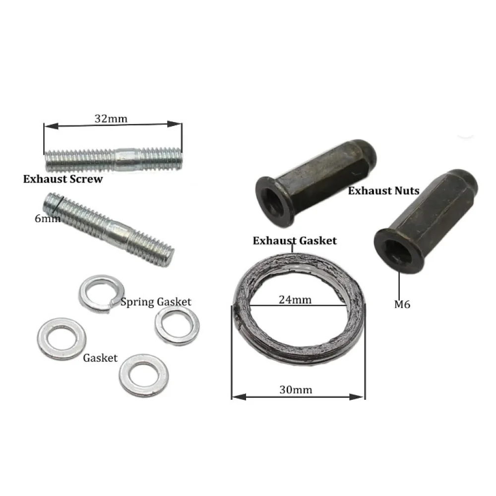 Exhaust System Manifold Stud Nut Washer Kit For GY6 Performance Scooter Moped Engine Muffler Header Assembly Repair Hardware