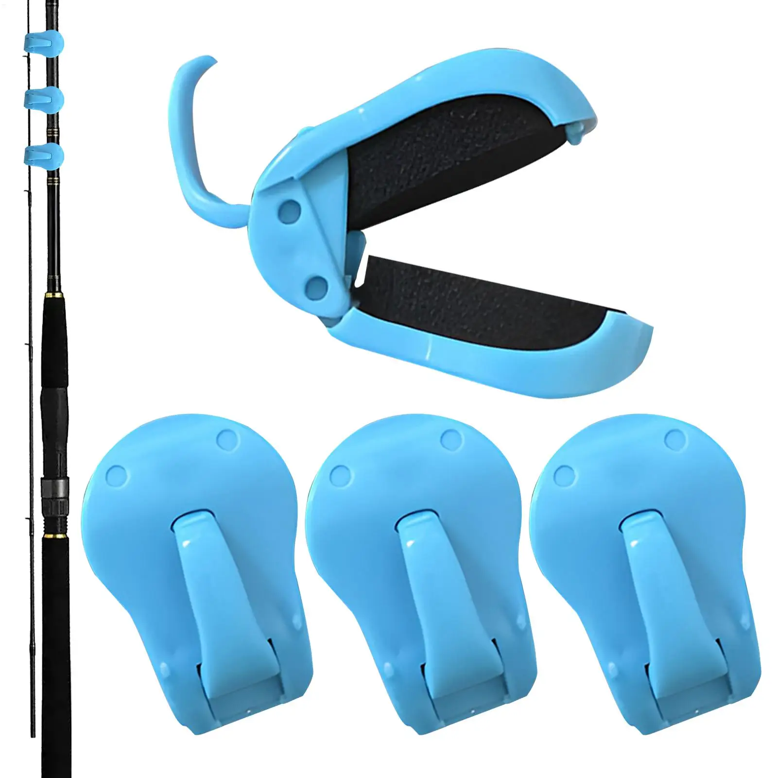 Angelruten-Clips, 4 Stück, schnell befestigendes Angelruten-Clip-Werkzeug, kostenloser Handhalter für 2-teilige Süßwasserruten, sicheres Griffgerät