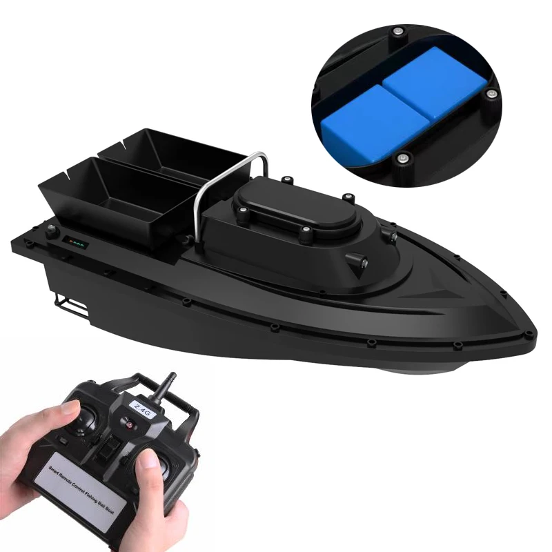 Updated D12C Rc Fishing Bait Boat 2Motors 500M Nesting boat find with 2bait hopper(night lights)