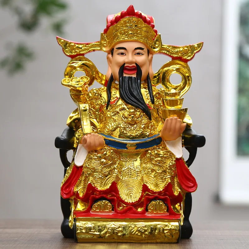 Household red-clothed God of Wealth Lucky Text God of Wealth Home Offering Store Opening God of Wealth Ornament Buddha Statue