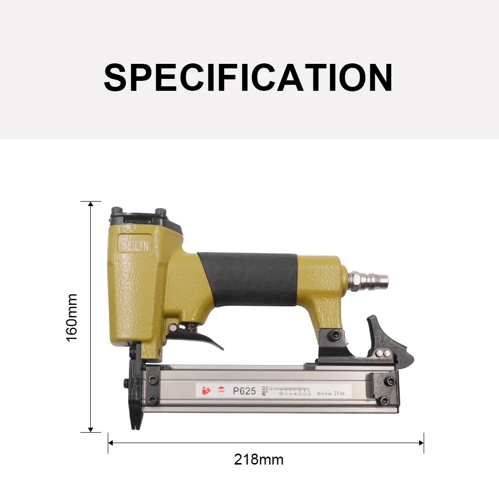 Reilyn 23Ga Pneumatischer Stiftnagler P625 Kleine Nagelpistole für Fußleisten 12-25mm Druckluftwerkzeuge Luftnagler 23 Gauge – Detail 2