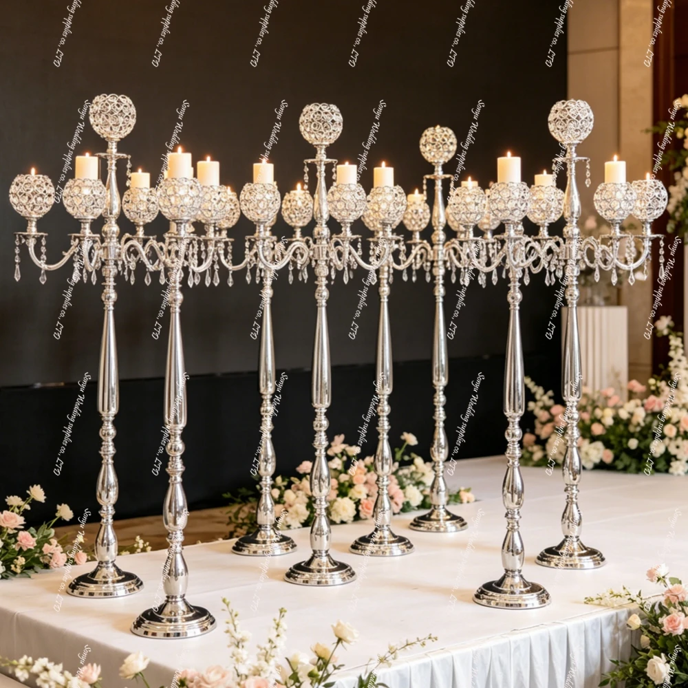 4-12pcs 120cm tall Wedding Gold Table candelabra Centerpiece Stand  Wedding Chandelier Table Props Flower Stand for Event Decora