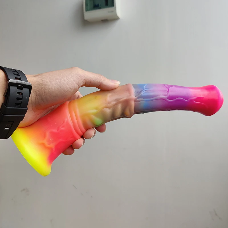 YOCY 11.22 بوصة مضيئة الحصان دسار سيليكون وهمية الحيوان لعبة القضيب مع كوب شفط قوي لعبة الشرج للرجال والنساء