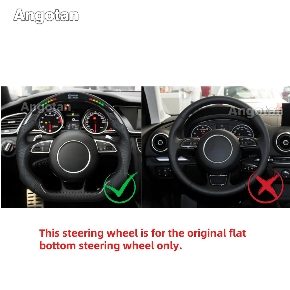 عجلة قيادة LED من ألياف الكربون لأودي Rs 2012-2016 A5 S5 Rs3 Rs4 Rs5 Rs6 Rs7 Rsq3 S3 S4 مع مؤشر LED #6