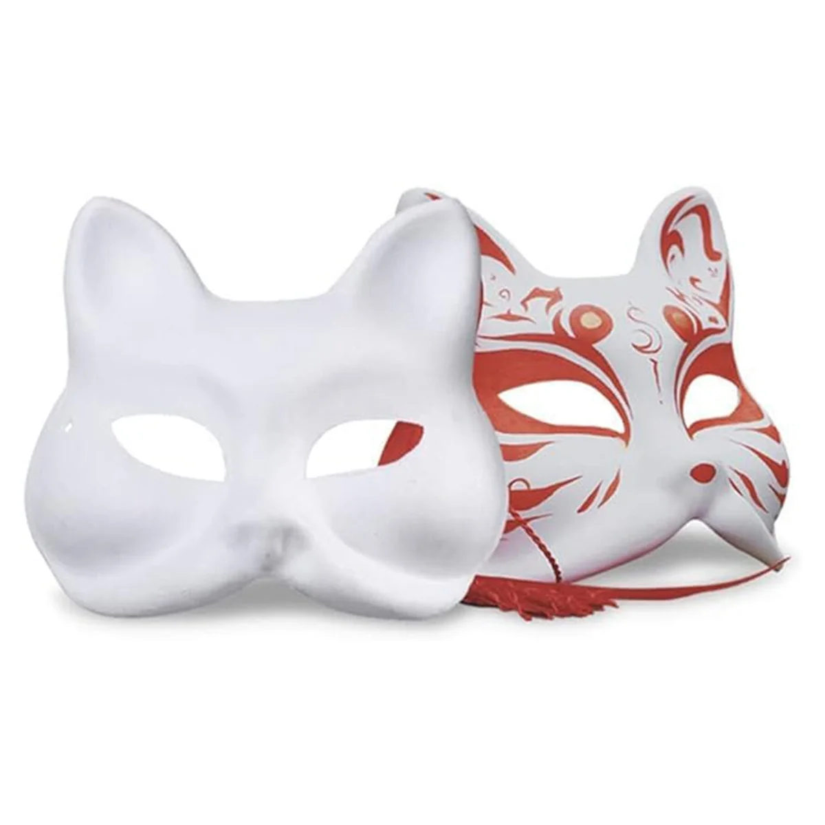 15pcs DIY White Paper Cat Masks with Acrylic Paints - Hand-Painted Personalized Masks for Dance Parties,Celebrations