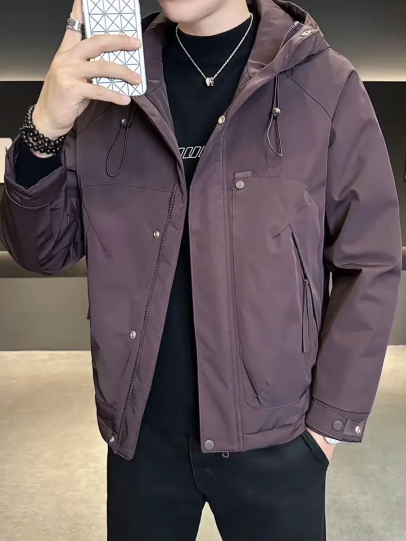 

Men's Faionable Thiened Cotton Hooded Jaet Autumn Winter Warm Outdoor Windproof Workwear Sle Zipper Closure Long Sve