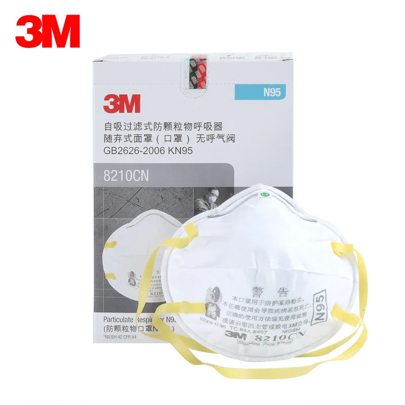 3M 8210CN N95 Protective Masks KN95 8210 NIOSH Certificate Anti PM2.5 Cup Industrial Health Care Anti Fog Mask 8210CN Headband