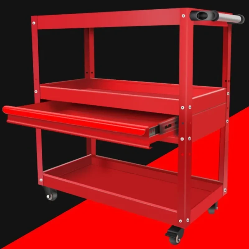 Three-layer mobile car, auto repair trolley, multi-functional shelf layer tool cart tool cabinet