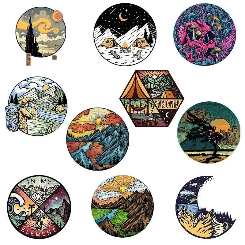 

Fashionable ironing clothing patch DIY T-shirt landscape starry sky pattern printing vinyl melt washable heat transfer sticker