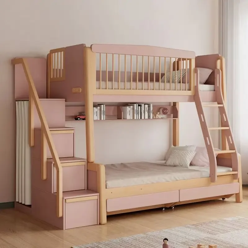 Bunk Bed Children Kids Bedroom Furniture Solid Wood Children up and Down Colorful Bunk Bed Kids Children Bedroom Furniture Sets