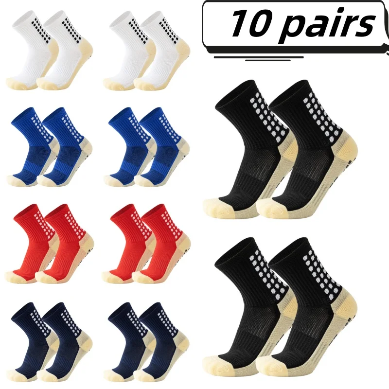 10 пар мужских футбольных носков с нескользящей подушечкой, футбольные баскетбольные носки