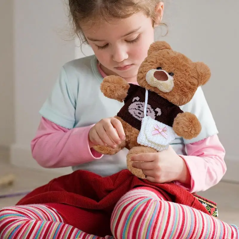 Urso de pelúcia com roupas colecionáveis macio brinquedo de pelúcia urso brinquedo de pelúcia bonito travesseiro roupas removíveis para namorada mãe