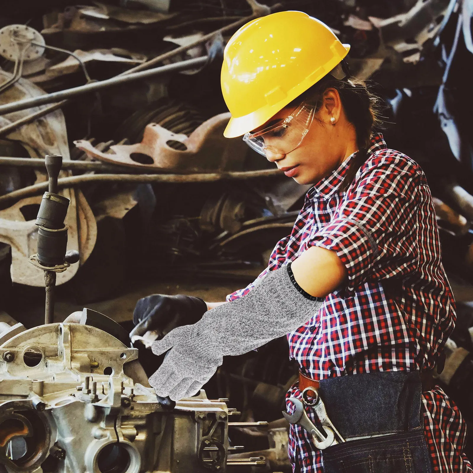 

1 Pair Wear Resistant Cut Resistant Gloves Long Breathable Sleeves Protective Arm Guards for Industrial Kitchen Gardening Wood