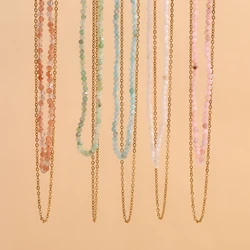 E.B.belle Amazonite O-shaped Double Layer Necklace Tarnish Free 316L Stainless Steel 18K Gold Plated Anklet Jewelry