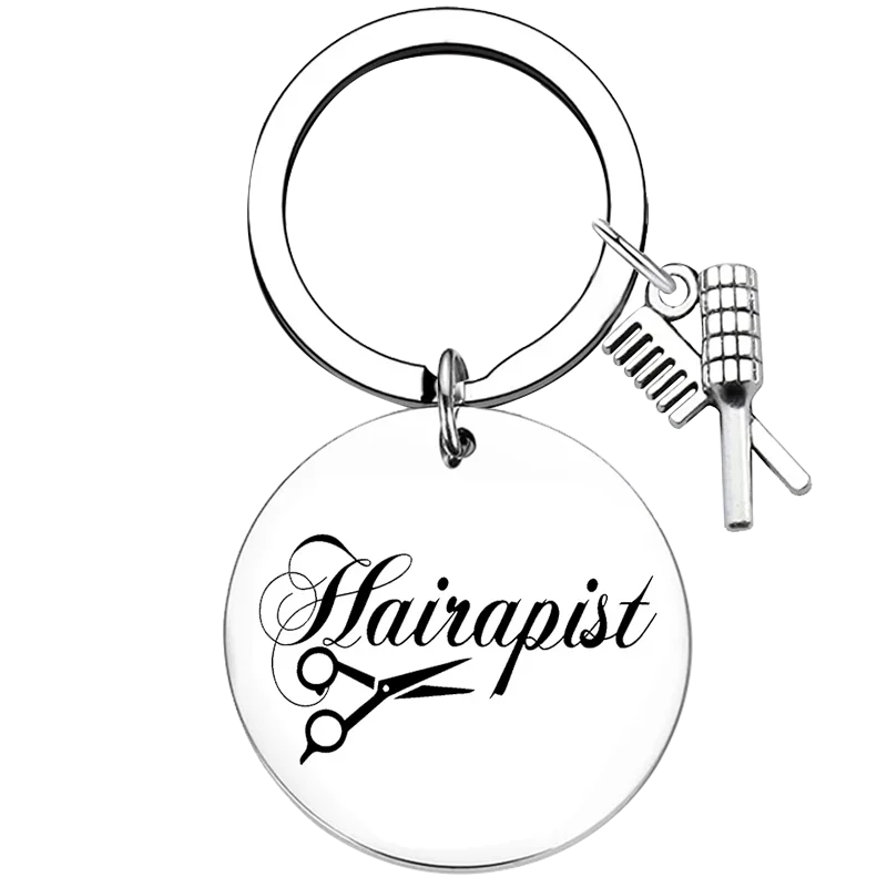 New Hairapist Gift Keychain Hairdresser Stylist Barber Beautician Gift Key Rings