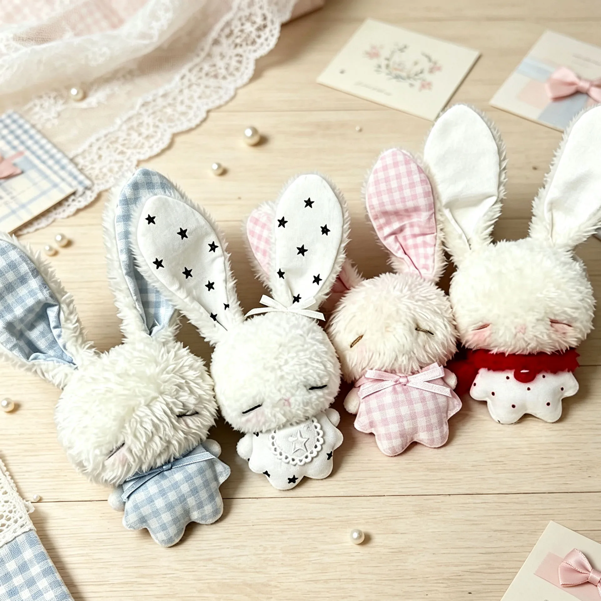 Mini Angel Rabbit Plush Keychain Kawaii Cute Soft Rabbit Plush Toy Pendant Bag Pendant Gift for Friends