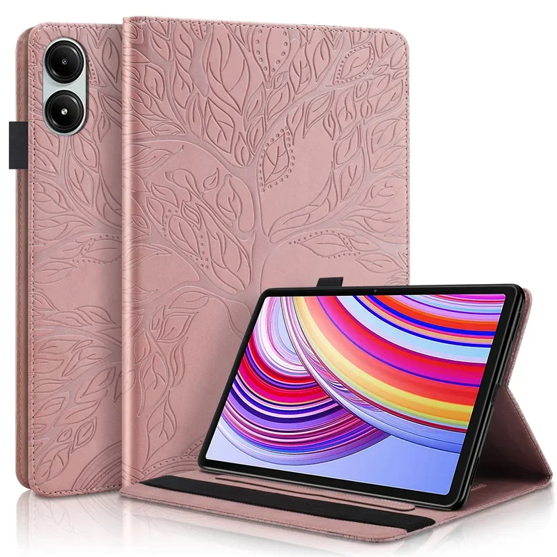 Funda for Redmi Pad Pro Case 12.1 Inch 2024 Tree Embossed Stand Back Shell for Xiaomi Poco Pad 12 1 Case Cover Tablet Case