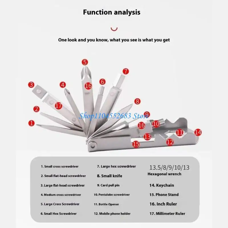 Y6GD Lightweight All Purpose Tool Combines Screwdriver Wrench Card Ejectors For Cycling Maintenance