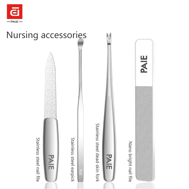 Grooming Tool Set Nail Clipper Set with Portable Case Practical Fingernail Scissors Nail Files Steel Push Earspoon Manicure Kit