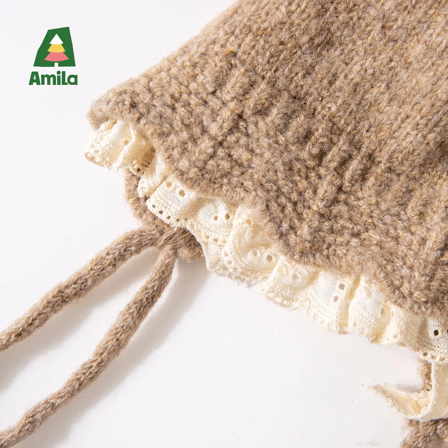 Amila キッズ 冬用ニットレースハット 女の子用、長持ちする暖かさ、防風性、調節可能な伸縮性、絶妙な甘さ