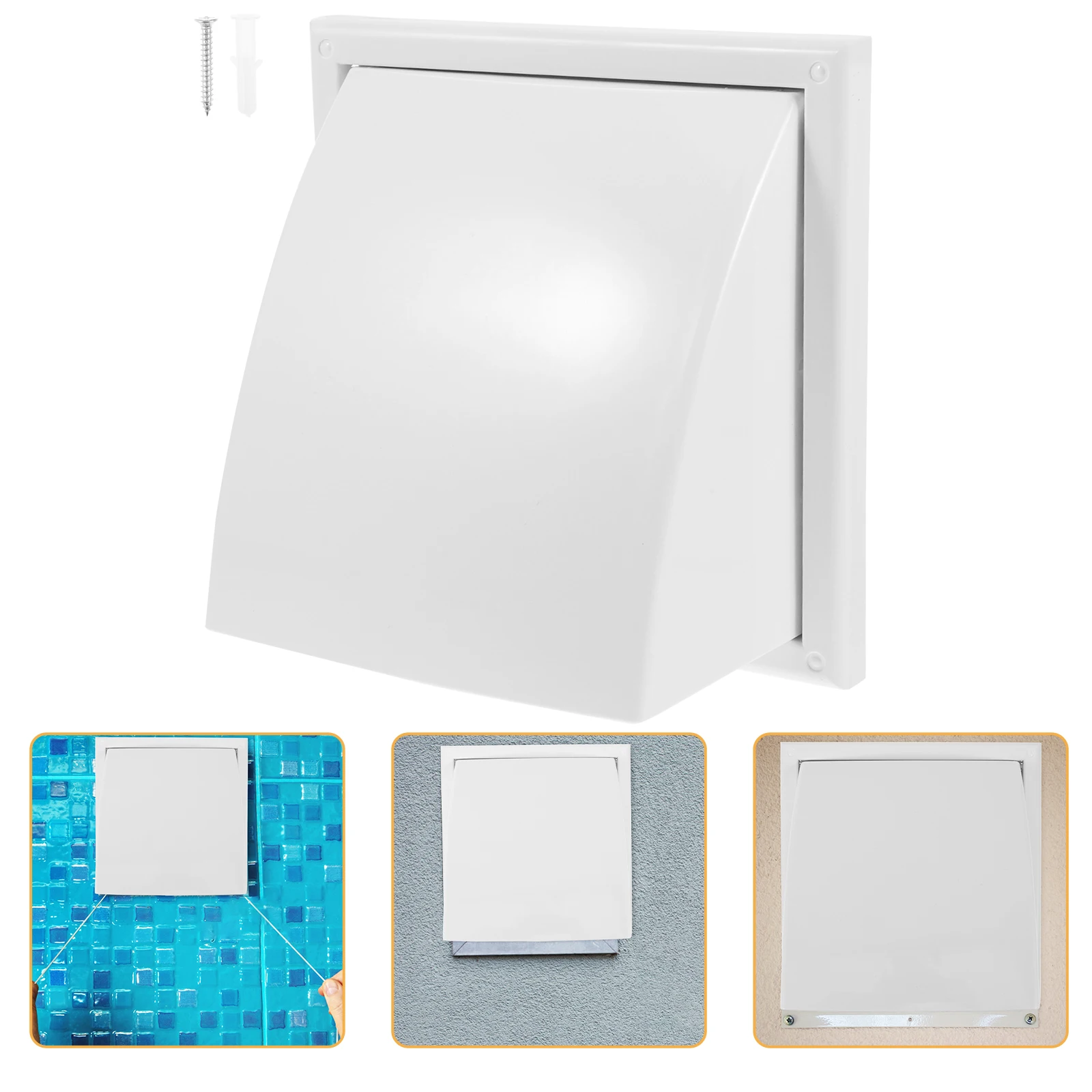 Square Louvered Vent Exhaust Hood Outdoor Wall Cover Bathroom Grille Covers Internal Ventilation