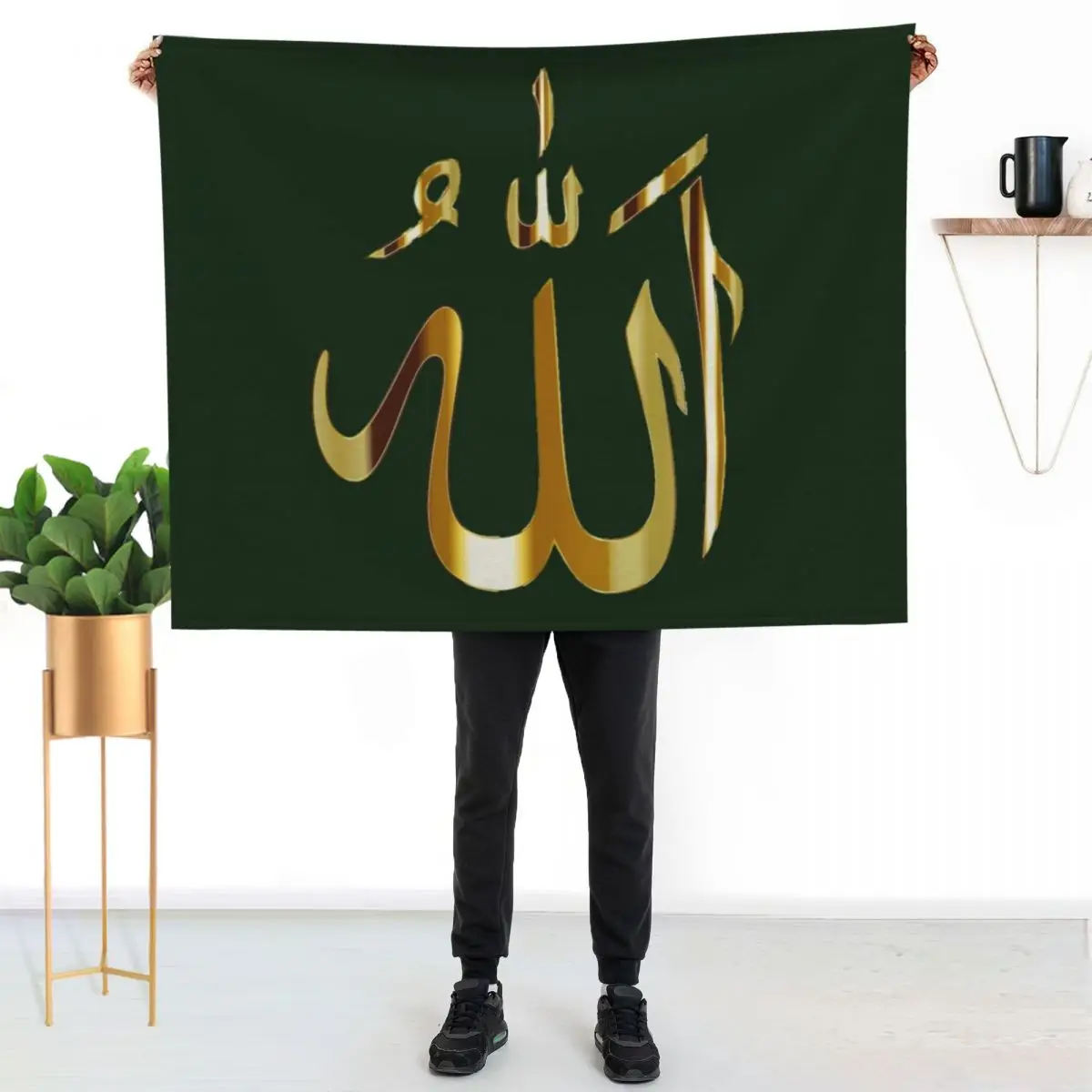 ALLAH In Arabic Throw Blanket Bed linens Hair for sofa Multi-Purpose Summer Beddings Sofas Blankets