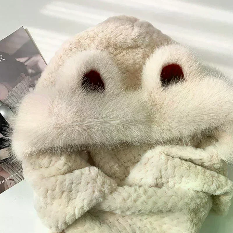 قبعة قطيفة عصرية جديدة دافئة مقاومة للبرودة، قبعة، وشاح، قفازات وأغطية للأذنين أربعة في واحد، حماية أذن سميكة للشتاء لركوب الدراجات