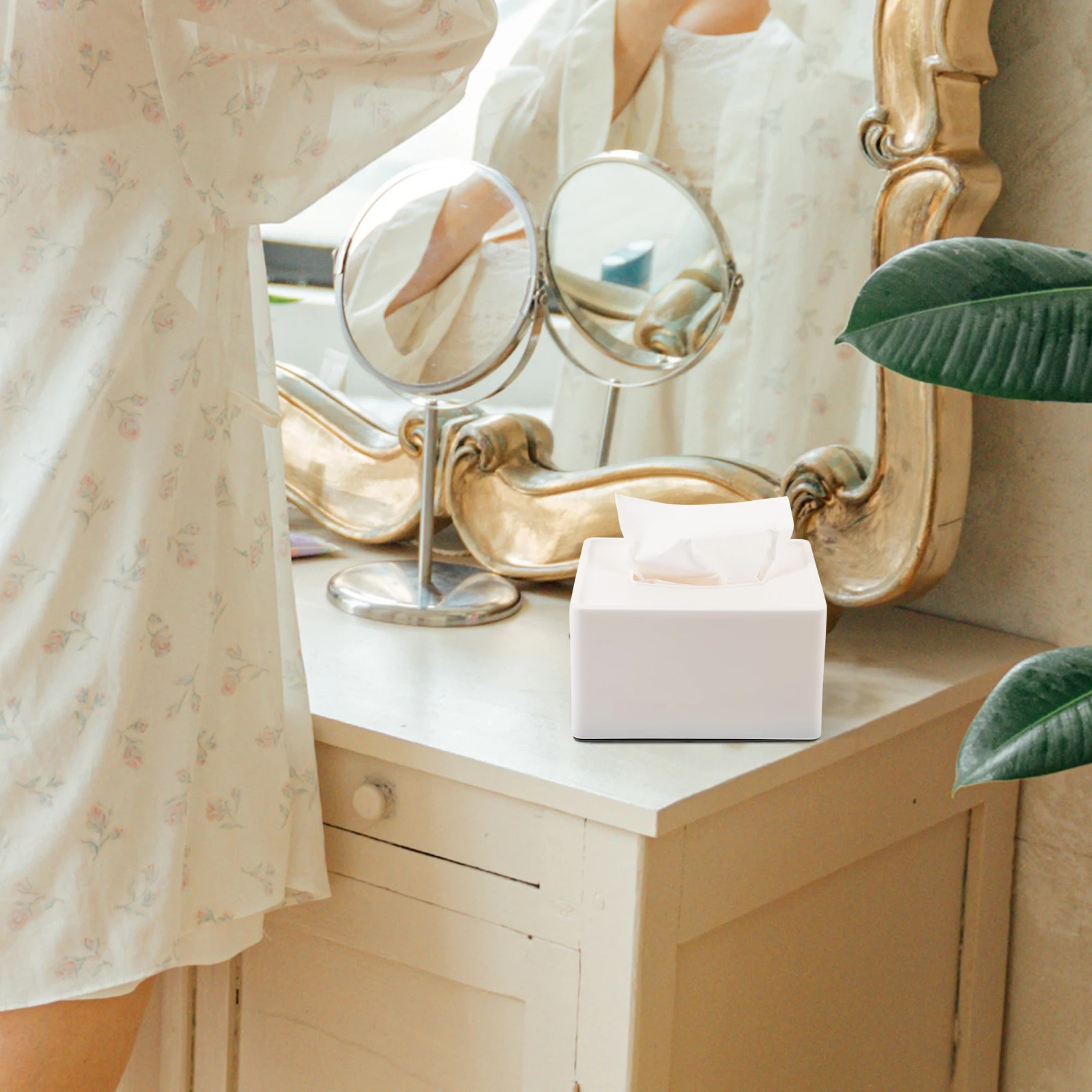 

1pc Tissue Box Cover PP Plastic Simple Facial Tissue Storage Box for Office Home Bedroom Bathroom Car Use Lightweight