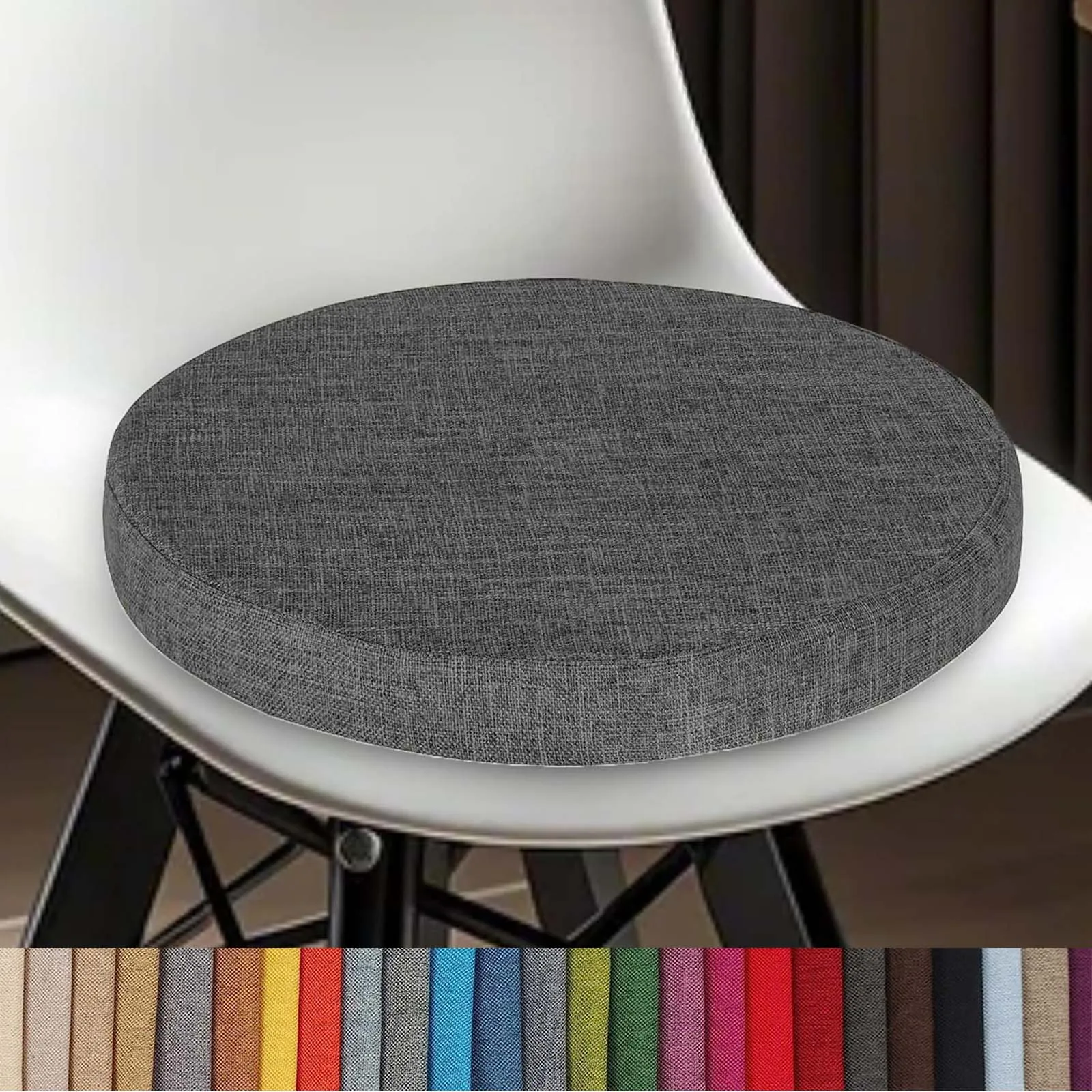 

Custom Round Seat Cushion for Office Chair/Bar Chair,Washable Linen Fabric Round Cushion with Zipper for Restaurant Home Kitchen
