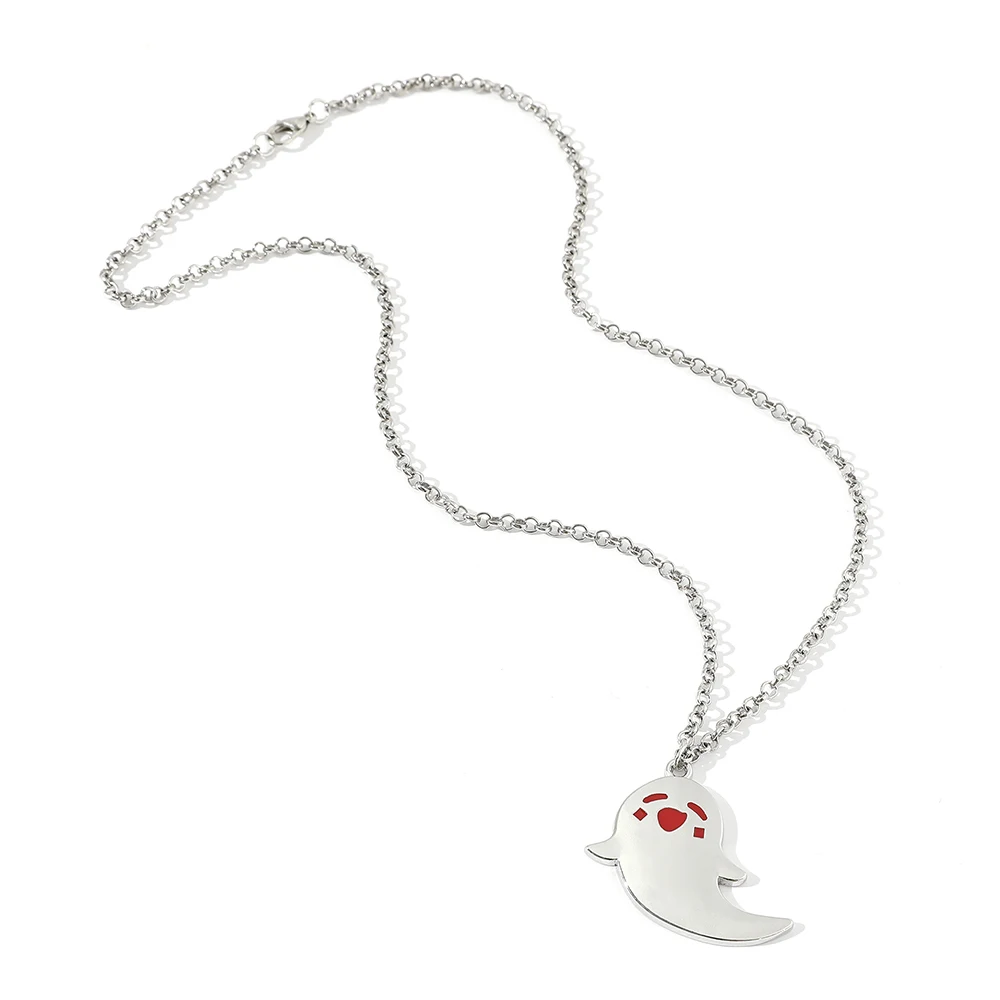 Genshin Impact 2022 Necklace HuTao Cute Ghost Stainless Steel Pendant Girls Necklace Jewelry Accessories