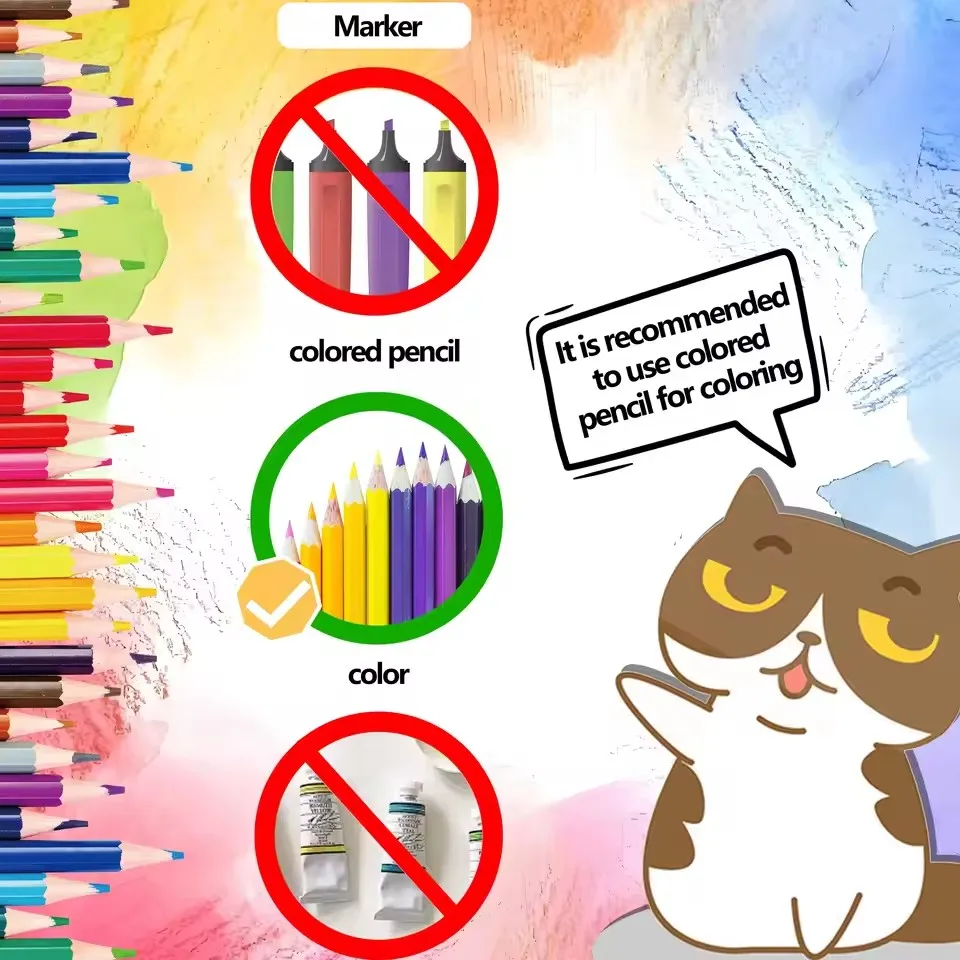 Cat Coloring Book for Adults - Stress Relief Animal Drawing with Thick Paper Gift Friend