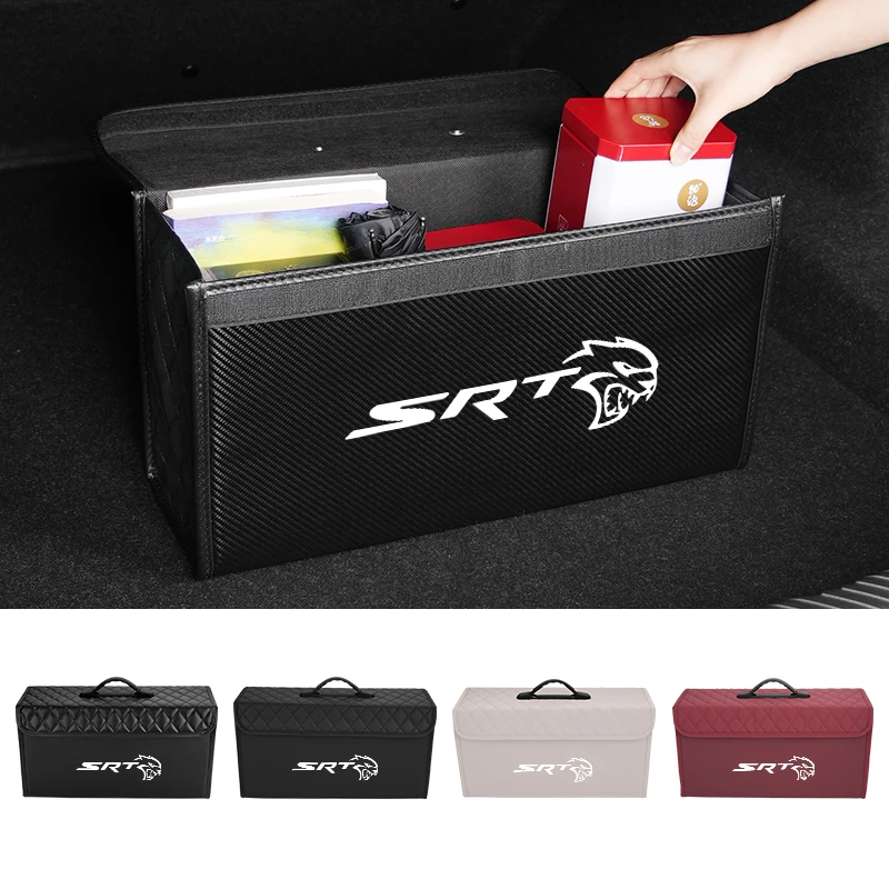 Car Organiser Travel Bag Leather Trunk Organiser Portable Collapsible For Dodge SRT Hellcat Journey Charger Challenger Caliber N