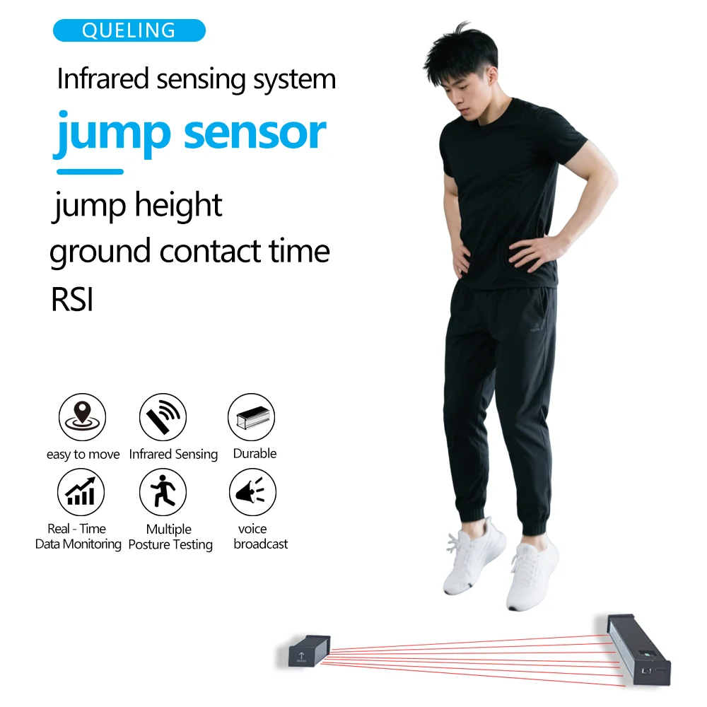 QUELING Sensore di salto Tester per coperta leggera Monitoraggio dati in tempo reale Forza Dispositivo di salto per misurazione del tempo di contatto a terra RSI