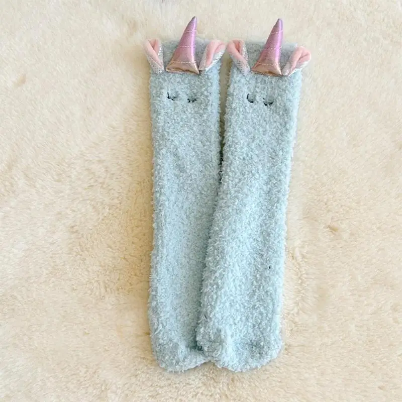 U13F لينة تنفس المرجان الصوف الجوارب الطفل الكاحل الجوارب الاطفال صبي فتاة وحيد القرن نمط الجوارب للأطفال الصغار الأطفال 1-12 #5