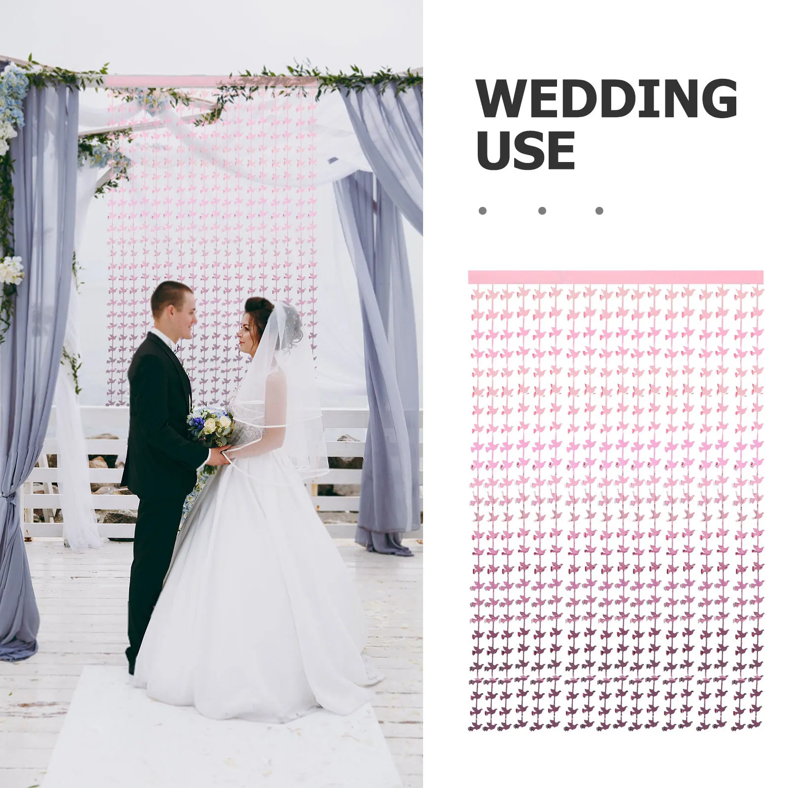 

Peace Dove Tinsel Fringe Curtain Soft Light Transmitting Doorway Hanging Decoration Wedding Bridal Shower Party Backdrop