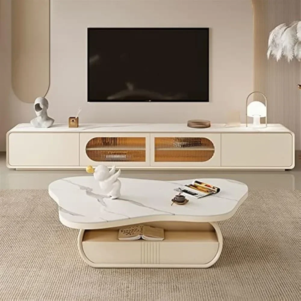 Side Tables Unique Design Coffee Table White Simple Living Room Aesthetic Coffee Table