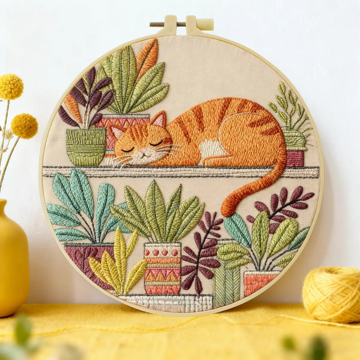 1 Stück 20X20CM/15X15CM 7,87/6,3 Zoll Tier - Katze Stickerei Starter-Kit DIY-Kit DIY-Stickerei-Set Handarbeiten Malerei – Detail 4