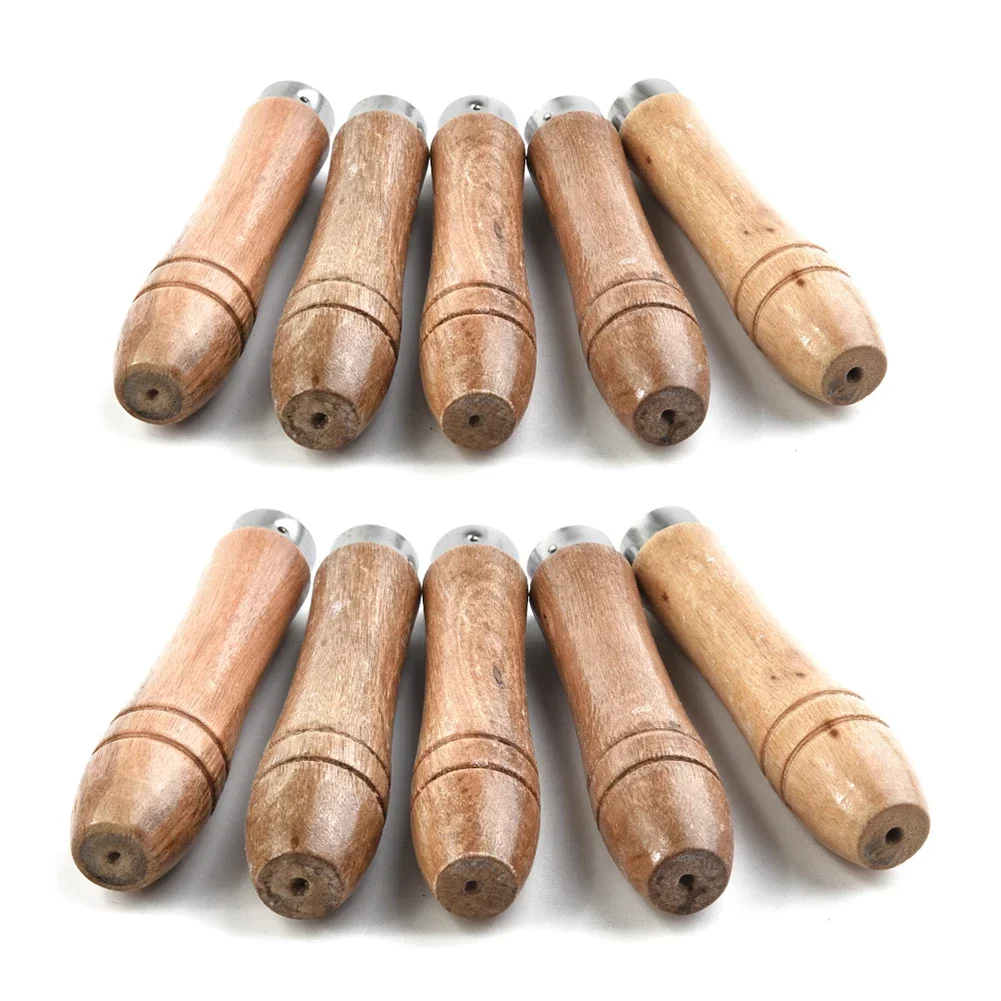 10pc Wooden File Handle Strong Metal Collar For File Craft Tool 9cm Wood Rasp Woodworking Polishing Tools Handle Replacement