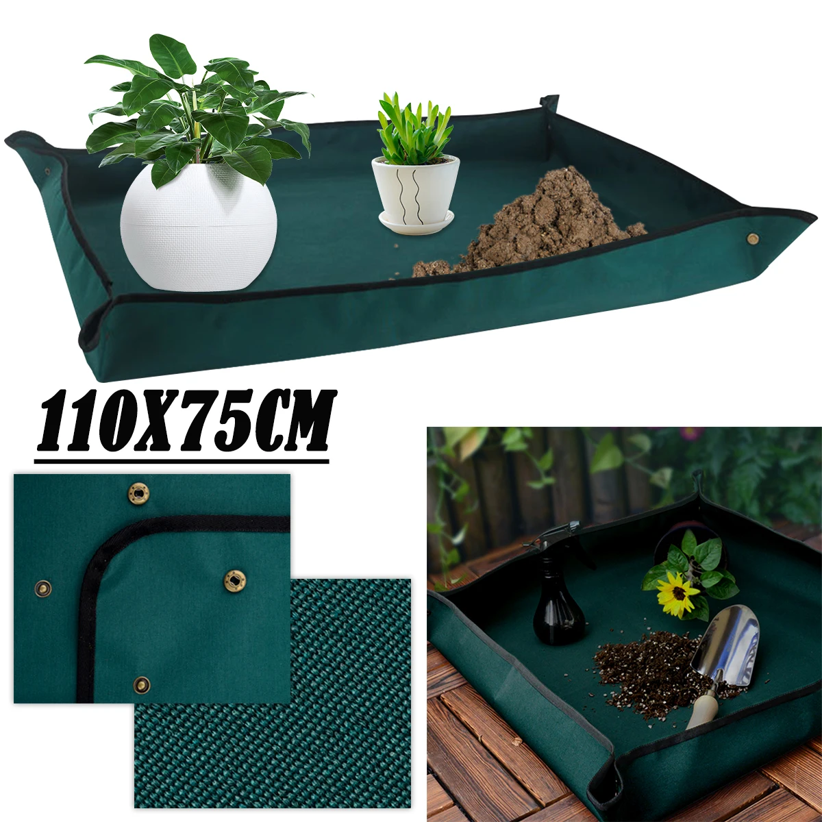 1PCPlant regeneration mat Oxford Cloth Plant Repotting Foldable Garden Plant Flower Pot with Snap Button Reusable Transplant Mat