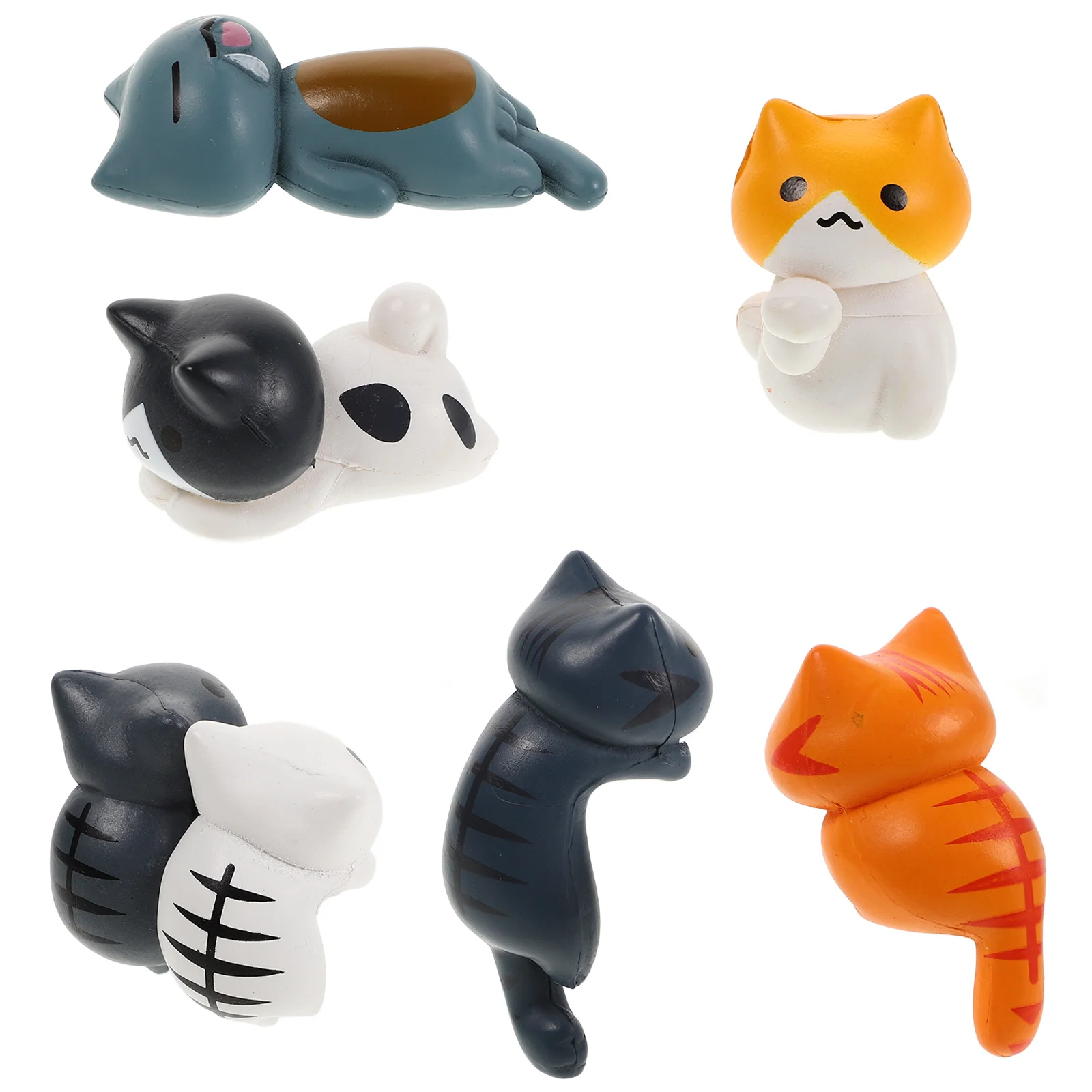 

6Pcs Mini Cat Dashboard Accessories Cute Cat Sculptures Car Interior Decorations Cartoon Animal Car Ornaments Truck Decorations