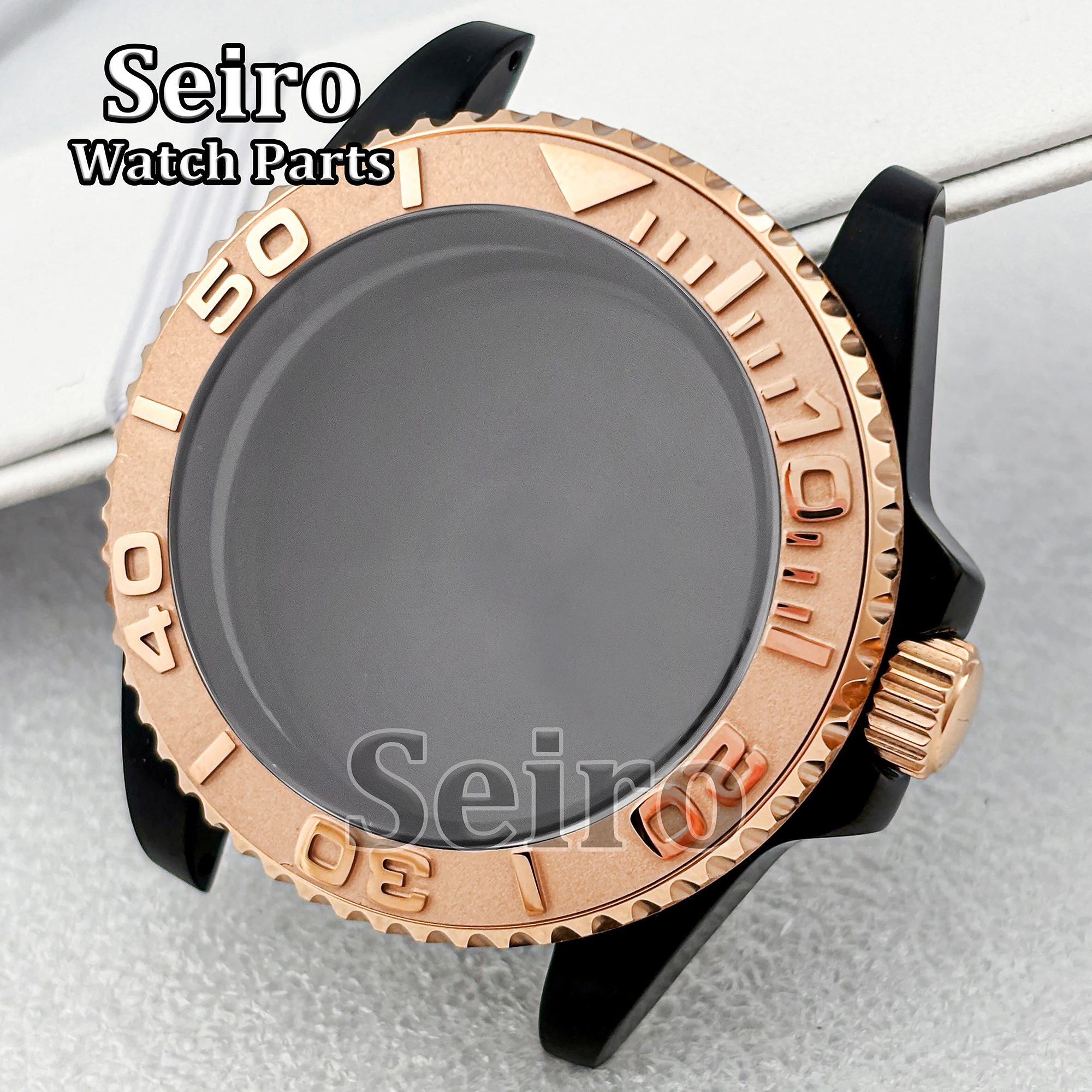 40MM Watch Case NH35 Stainless Steel PVD Black Rose Gold Sapphire Glass 100M Waterproof MOD Parts for Yacht NH34 NH36 Movement