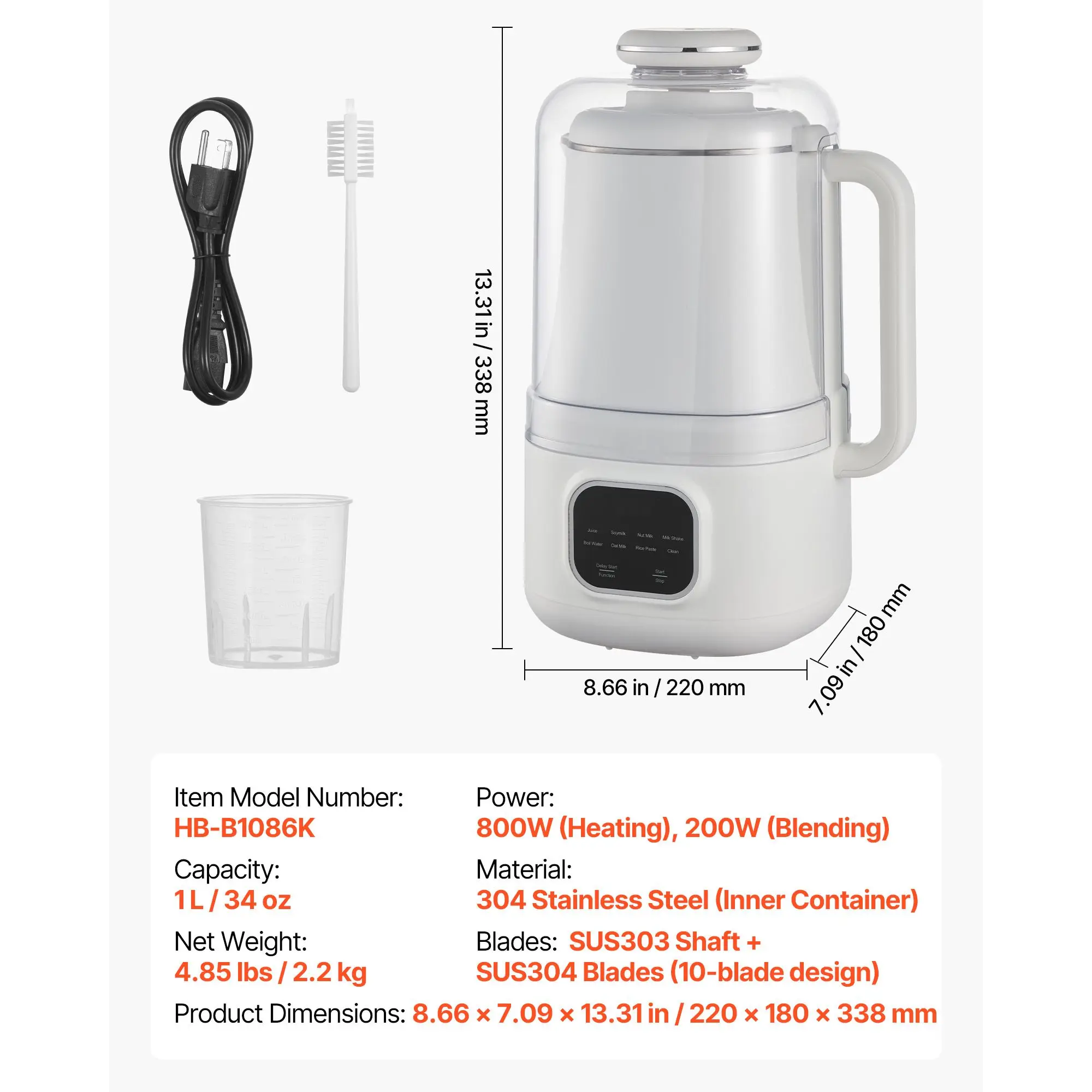 8-in-1 8-in-1 Nut Milk Maker, 34 oz Soy Milk Maker with 200W Blending, for Homemade Oat, Nut, Soy, Juice, Milkshake, Rice Cereal, Plant-Based Beverages with Self-Cleaning, Boil Water, 12-Hour Delay - Aliexpress Deal