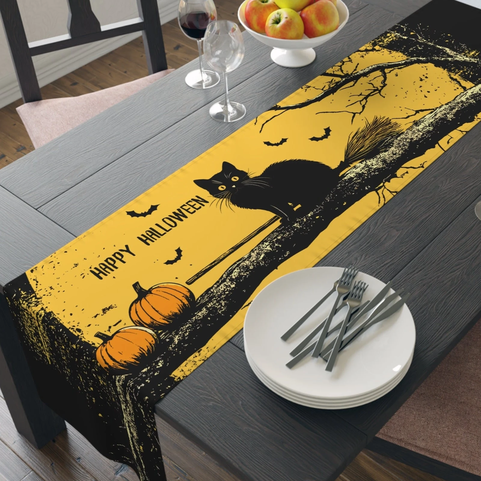 Halloween Long Table Runner Bohemian style Placemats Table Runner Fall Table Mat for Party Kitchen Dining Table Kitchen Island
