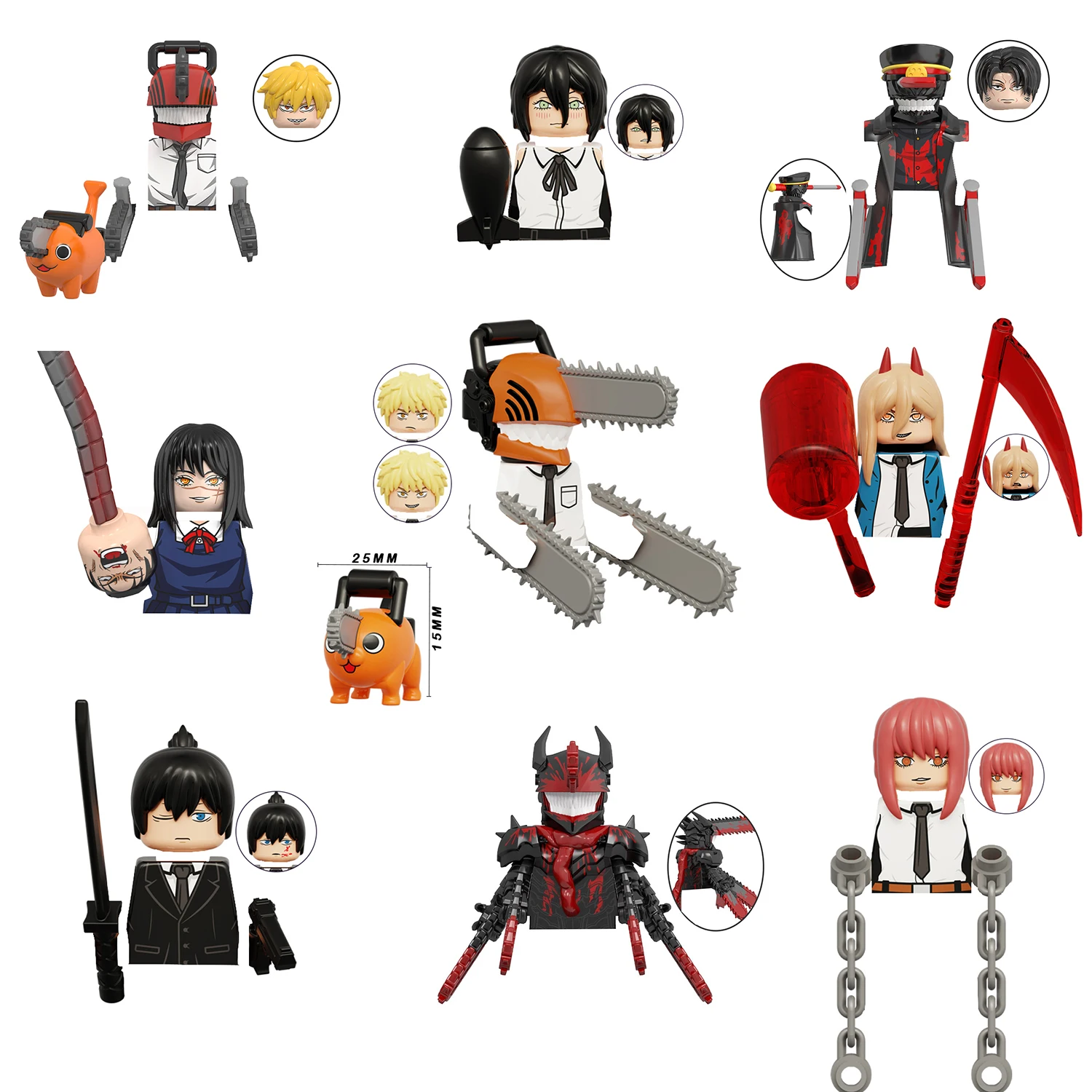 Japan Anime Chainsaw Man Denji Pochita Aki Katana Himeno Reze Kishibe Figures Building Blocks Bricks WM6159 KT1067