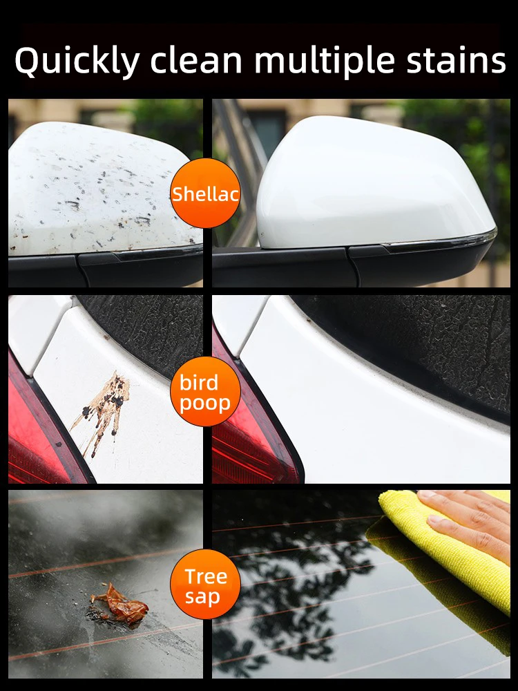 Insect resin and tree resin cleaner, car iron powder remover, bird dropping remover, and paint surface strong stain remover