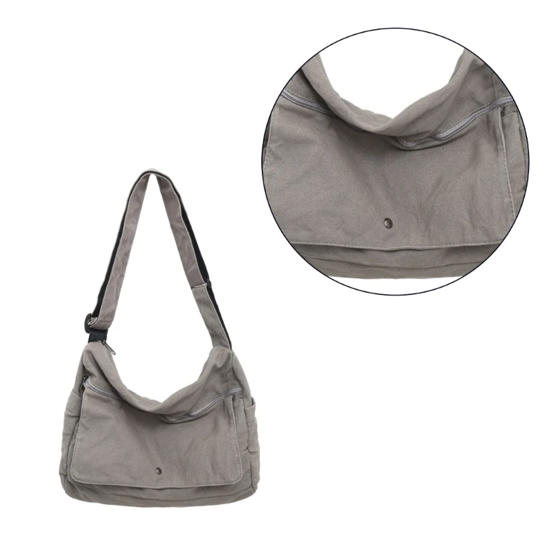 E74B Bolso hombro lona moderno para mujeres y niñas, bolso mano versátil para viajes escolares