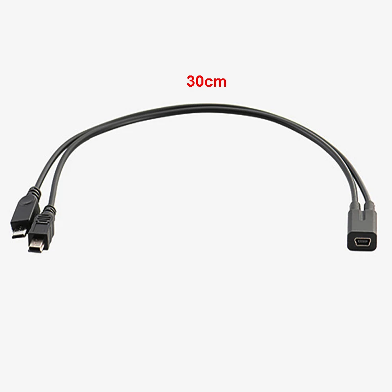 1pcType-c USB  / Micro USB 1 Female to Micro/Mini USB Type-c Type B Male Y Splitter Charge Extension Date Splitter Adapter Cable