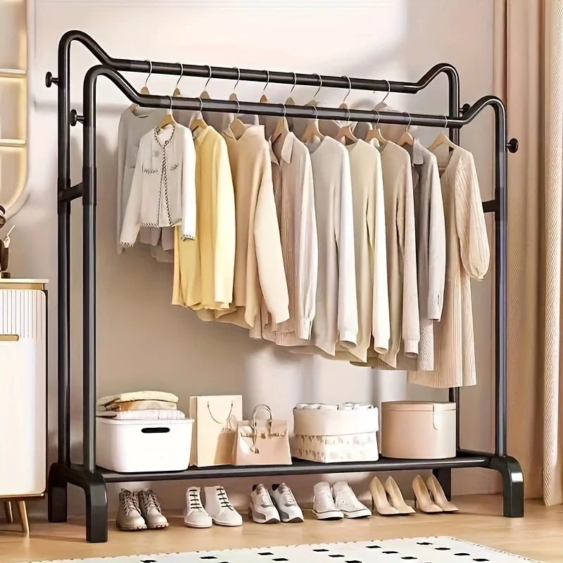 

Cute Animal Design Twin Bar Clothes Rack w/ Shoe Shelf - Sturdy Metal Freestanding Organizer | Space Saver for Clothes & Quilts