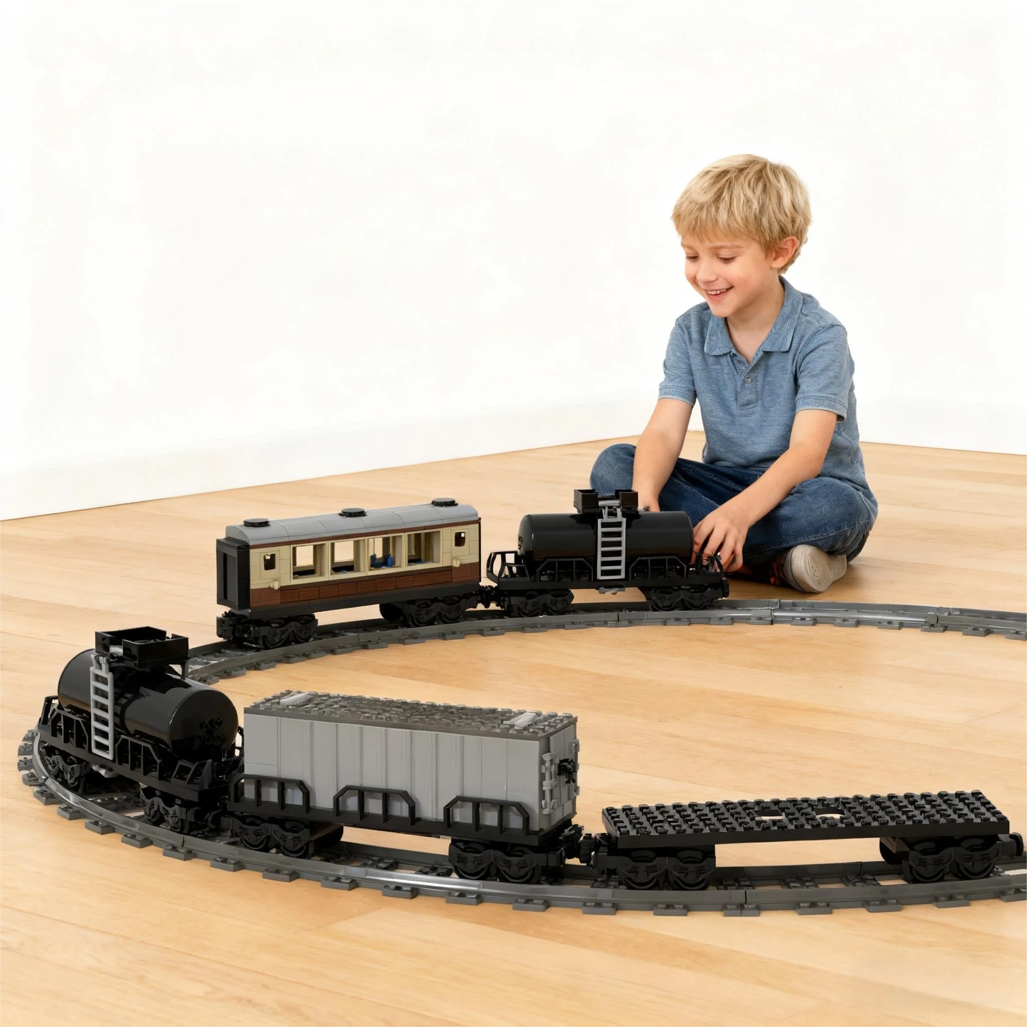 Double Cylinder Railroad Train Building Blocks MOC City Creative Idea Train Base Carriage Bulk Parts Kids DIY Toys